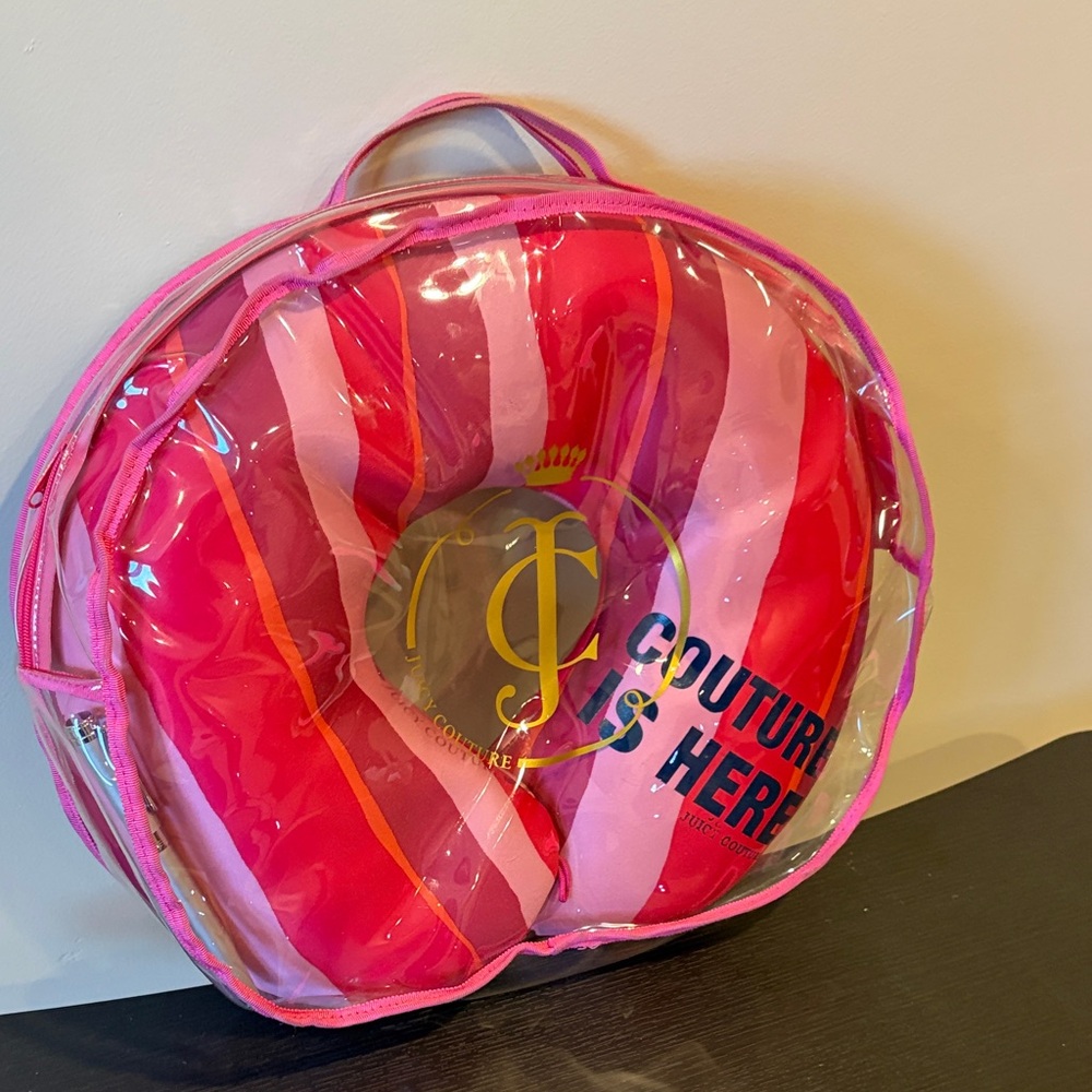 Juicy Couture Hot Pink and Light Pink Striped neck pillow